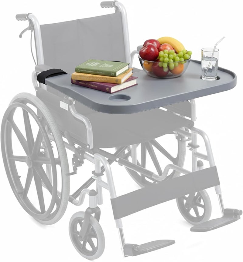 Windiboo Wheelchair Tray Table with Cup Holder, Removable Lap Desk for Dining & Reading, Easy-to-Install Accessory Suitable for 16–20 Inch Wheelchairs for Adults & Seniors - Image 4